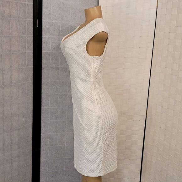 BRAND NEW BISOU BISOU V-NECKLINE TEXTURED SHEATH DRESS - Picture 7 of 12
